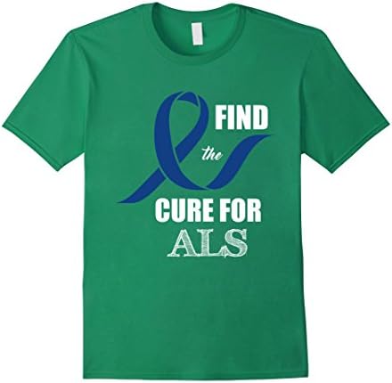 Mens Find a Cure for ALS Blue Awareness Ribbon T-Shirt XL Kelly Green