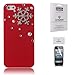 ArmyBee inc Apple iPhone 5 5S Case 3D Bling Crystal Christmas Winter Pearl Snowflake Red Design Case Cover (Fits: Apple iPhone 5 And the New 5S, Package includes: 1 X ArmyBee Screen Protector)