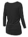 Made By Johnny MBJ WT1036 Womens V Neck 3/4 Sleeve Dolman Top with Side Shirring M Black