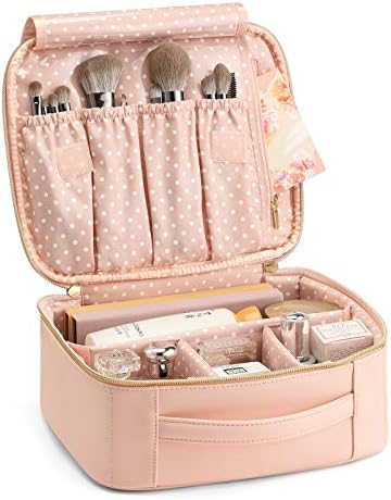 Vlando Travel Makeup Cosmetic Case Organizer Portable Storage Bag with Adjustable Dividers for Cosmetics Makeup Brushes, Girls, Women, Friends 1 Vlando Travel Makeup Cosmetic Case Organizer Portable Storage Bag with Adjustable Dividers for Cosmetics Makeup Brushes, Girls, Women, Friends