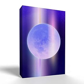 Canvas Wall Art - Galaxy Colorful Super Big Blue Moon for Living Room - Modern Home Art Stretched and Framed Ready to Hang - 12x18 inches