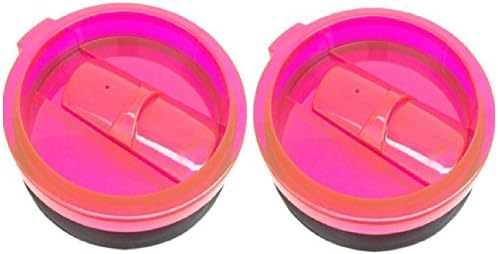 LTG Set of 2 Replacement Splash Proof Sliding Lids for 30oz Steel Tumblers Fits Most 30oz Tumblers. Steel Straws Bonus. Pink, Blue or Green YETI style Lids.