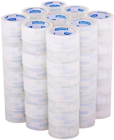 72 Rolls Clear Carton Sealing Packing Tape 1.9"x330FT Box Package Binding Warehouse Storage Shipping Durable and Lightweight Strong Adhesive Force Tensile Strength Unwinds Smoothly