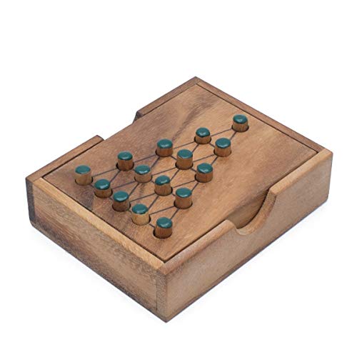 SiamMandalay Wooden Solitaire Tree Handmade Triangle Wood Peg Jumping