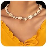 Denifery Shell Necklace for Women Trendy Starfish Necklace Summer Outfits Beach Jewelry Accessories