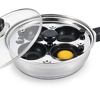 Eggssentials Poached Egg Maker - Nonstick 4 Egg Poaching Cups - Stainless Steel Egg Poacher Pan FDA Certified Food Grade Safe PFOA Free with Bonus Spatula