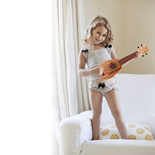 aPerfectLife 17" Kids Ukulele Guitar Toy 4 Strings Mini Guitar Children Musical Instruments Educational Learning Toys with Picks and Strap for Toddler Kids Boys Girls Beginner Starter (Wooden)