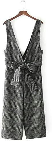 nboba Women Jumpsuits Woolen Vintage Female Belt Jumpsuit Rompers BE70 Gray L