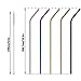 Stainless Steel Straws Set of 12, Wildone 10.5 Inch Bent Metal Drinking Straws, Reusable Straws with Free Cleaning Brush, 5 Colors, for 20oz 30oz Tumblers(12 Bent + 2 Brushes+1 Black Pouch)