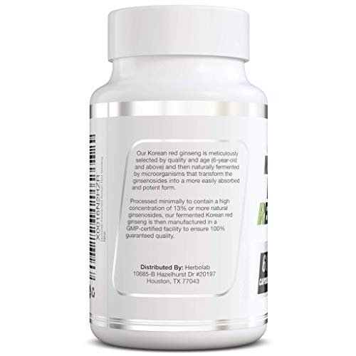 herbolab Korean Red Ginseng Fermented 10:1 (13% ginsenosides) - Genuine Panax Ginseng from Korea 6 Years Old Roots - Patented Extract Technology