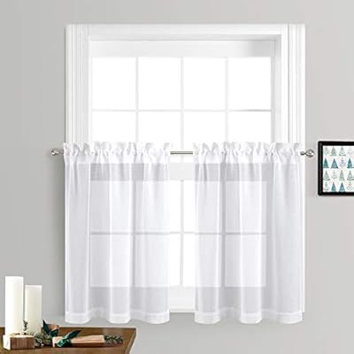 Nicetown Sheer Curtains Kitchen Window Home Fashion Faux Linen