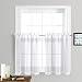 NICETOWN Sheer Curtains for Kitchen Window - Home Fashion Faux Linen Rod Pocket Great Vertical Voile Drapes for Small Windows (White, Set of 2 Panels, 55" Wide x 36" Long)