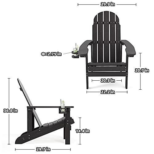 SERWALL Adirondack Chair with Cup Holder, Weather Resistant Adirondack