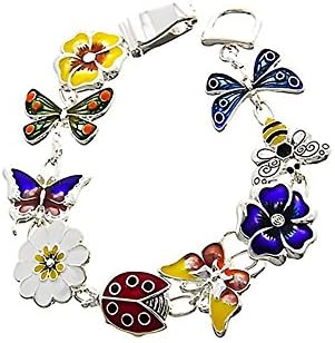 Icon Collection Enameled Garden Creature Charm Bracelet: Butterfly, Flower, Bee & Dragonfly