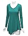 Lock and Love WT960 Womens V Neck Long Sleeve Tunic Top With Asymmetrical Hem L Jade