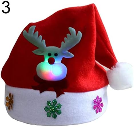 Christmas Supplies,Merry Christmas Adult Kid LED Light Up Cap Santa Claus Snowman Elk Hat Xmas Gift