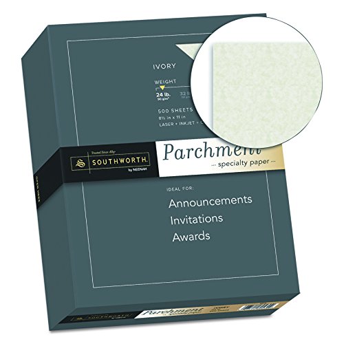 Southworth Parchment Paper, 8.5" x 11", 24 lb/90 gsm, Ivory, 500 sheets