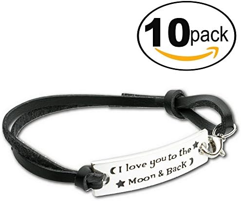 Charming Life Creations Inspirational Bracelet,I Love You To The Moon &amp; Back Quote for Inspiration, Perfect Gift. - 10 Pack