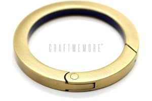 CRAFTMEMORE Metal O Ring Spring Opening Purse Making Snap Angle-Edge O-Rings Clip Key Ring Holder 2pcs SCOF (1 1/2 Inch, Brushed Brass)