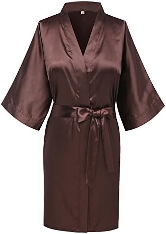 DandyChic Women's V-neck Kimono Robes Pure Color Short Solid Color Bathrobes