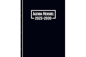 Agenda Mensuel 2025-2030 six ans: Planificateur Mensuel 72 Mois, Du 1 janvier 2025 jusqu'a le 31 Décember 2030, |Théme: noir 