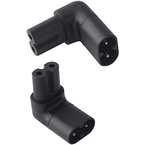 Aofan 90 Degree C7 to C8 Angled AC Adapter 2-Pack, IEC320 Right Angle Up/Down Power Converter for Space-Saving Wall-Mounted Devices