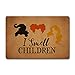 ZQH Mats Funny Welcome Doormat Indoor Decor Halloween Doormat Halloween Decor I Smell Children Hocus Pocus Doormat Personalized Monogram Anti-Slip Rubber Back Novelty Mat (23.7 X 15.9 in)