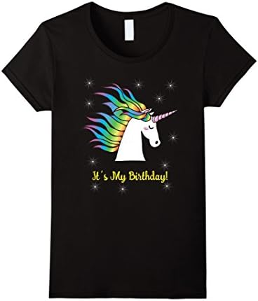 Women's Its My Birthday Unicorn Shirt Stars Kawaii TShirt Girls Teen Small Black