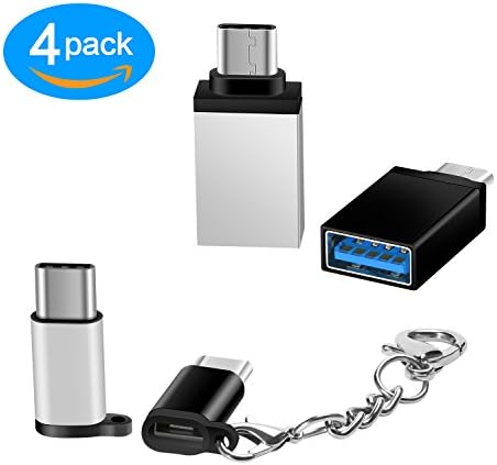 USB Type C Adapter 4 in 1 Pack, USB-C to Micro USB &amp; USB-C to USB-A 3.0 Convert Connector for Samsung Galaxy Note 8 S8 Plus S8+ MacBook Nintendo Switch Sony XZ LG G5 Google Pixel 2 XL Nexus 6P 5X