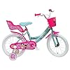 LOL meisjesfiets 16 inch (40,6 cm), met 2 remmen, fietsmandje voor, poppenzitje, spatborden en zijwieltjes, turquoise…