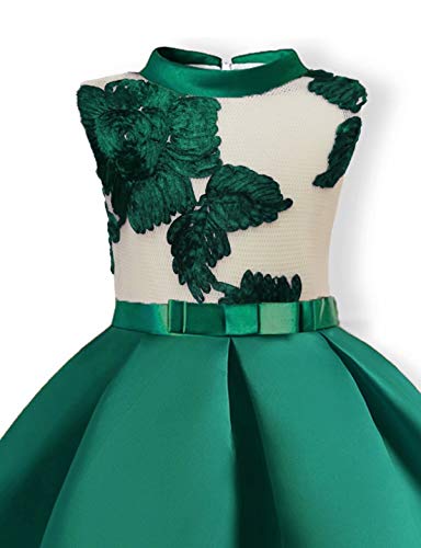 AYOMIS Flower Girl Pageant Dress Kids Party Embroidery Wedding Dresses 2-9 Years(Green,8-9Y) - Thumbnail 5