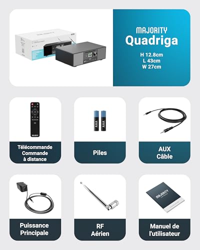 Internet Radio, CD Player, FM Dab+ Radio and Powerful Subwoofer | 2.1 120W Stereo System | Bluetooth Enabled | Spotify Connect and Podcasts | MAJORITY Quadriga