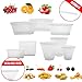 8 Pack Reusable Silicone Food Bag Zip Lock Containers, BPA Free Leakproof Cup Pattern Dishes Storage Bags for Fruit / Snack / Vegetables, Microwave Dishwasher & Freezer Safe, (White)