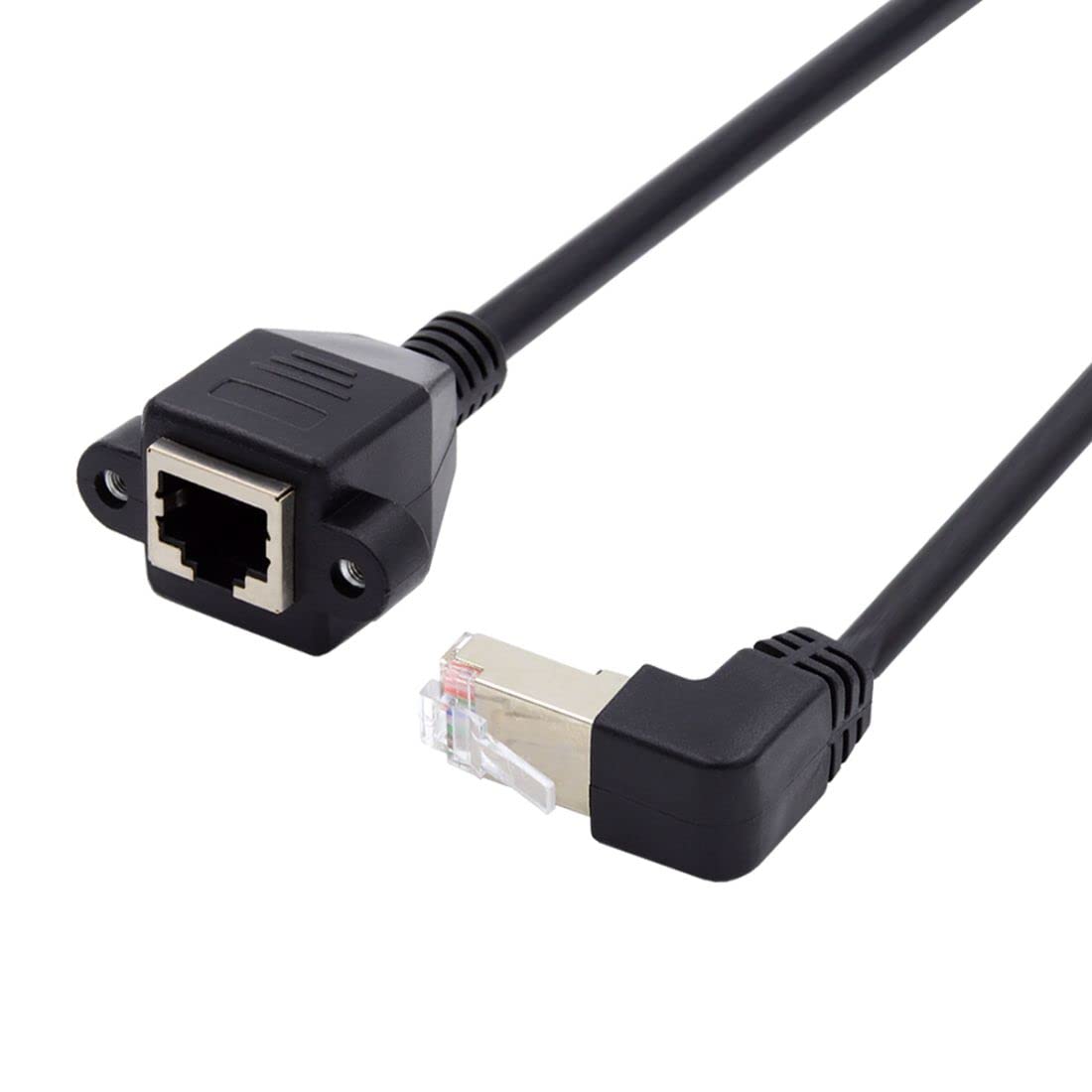 chenyang RJ45 Cable,8P8C FTP STP UTP Cat6 Male to Female LAN Ethernet Network Extension Cable 90 Degree UP Angled with Panel Mount Holes