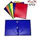 GIFTEXPRESS Pack of 6, Assorted Solid Color 3-Prong Poly Portfolio with 2 Pockets, Two Pocket Poly File Folder, 3 Hole Plastic Folder-Strong and Durable Plastic