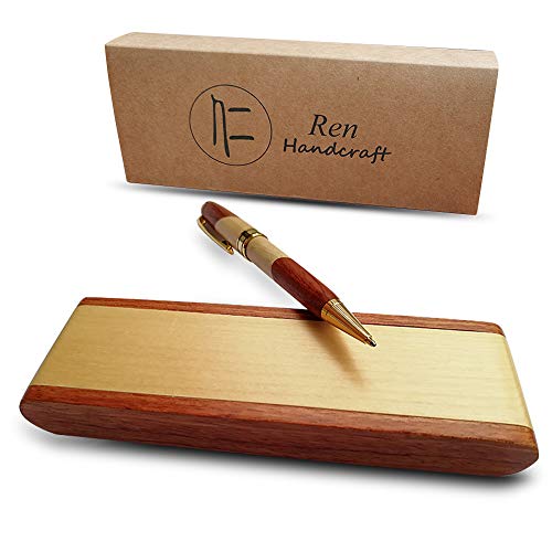 Ren Handcraft Luxury Wooden Ballpoint Pen Gift Set with Business Pen Case Display, Nice Writing Pen with Box and Gel Ink Refills