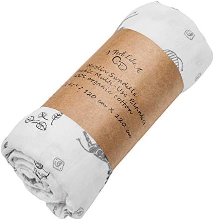 Muslin Swaddle Baby Blanket - Organic Cotton - Large Size - for Swaddling Your Newborn!
