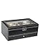 AUTOARK Leather 12 Watch Box with Jewelry Display Drawer Lockable Watch Case Organizer,Black,AW-001