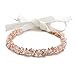 Mariell Blush Rose Gold Crystal Cluster Bridal Wedding Headband Hair Vine with Ribbon