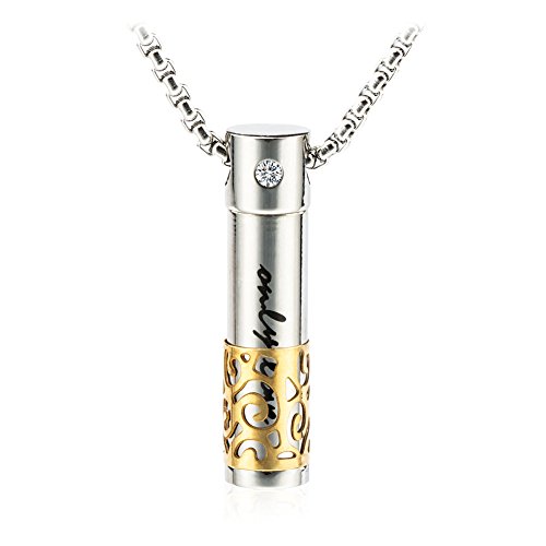 Citled Stainless Steel Necklace Perfume Bottle Cremation Pill Case Capsule Urn Pendant Necklace for Men Women