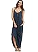 Verdusa Women's Casual Spaghetti Strap Flowy Long Beach Maxi Dress Navy XL
