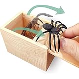 AHCAI GIIOASA Rubber Spider Prank Boxï¼ŒHandcrafted Wooden Prank Box, Spider in Box Prank Hilarious Box Surprise Toy and Gag Gift Practical Joke-Single