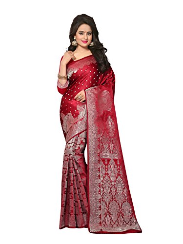 Viva N Diva Maroon Crepe Art Silk Saree With Unstitched Blouse Piece..