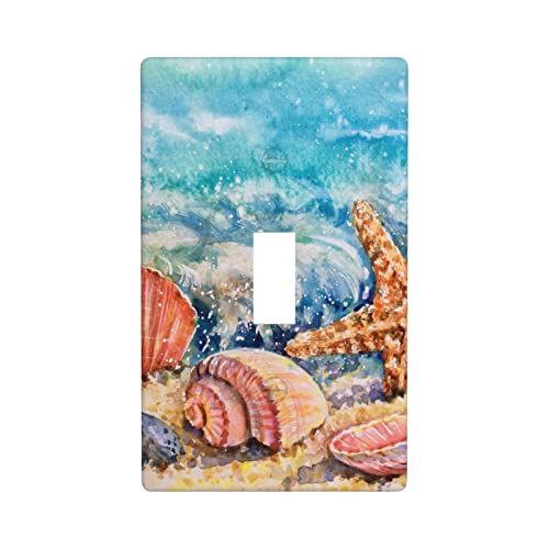 Seashells On Beach Wave Ocean Blue Decor Print