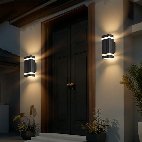 Aipsun Indoor/Outdoor Wall Light, IP65Outdoor Lighting GU10 Up Down 3000K, LED Wall Lamp - Garage Lighting Fixture | Black