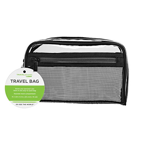 Travel Smart by Conair Sundry/Cosmetic Bag, Clear w/Mesh Pocket