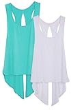 icyZone Sexy Yoga Tops Workout Clothes Racerback Tank Top for Sport Women (S, Pool Blue/White)