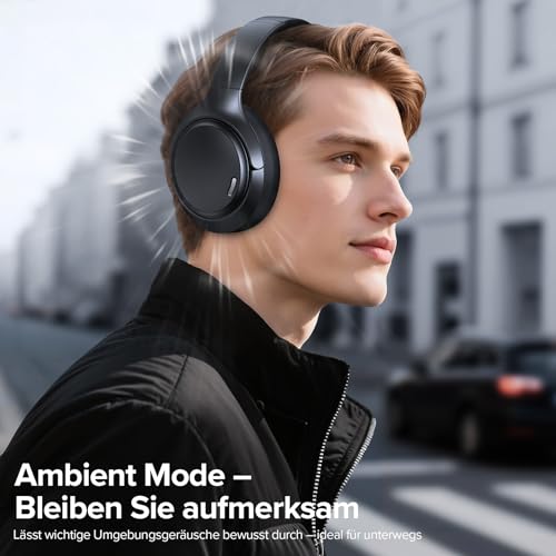 ECLVOX Bluetooth Over Ear Headphones with Hybrid ANC & 6 ENC Microphones, 120 Hours Battery, Foldable Design, Comfort Ear Pads, Wireless Headphones for Gaming, Music, Home Office & Travel