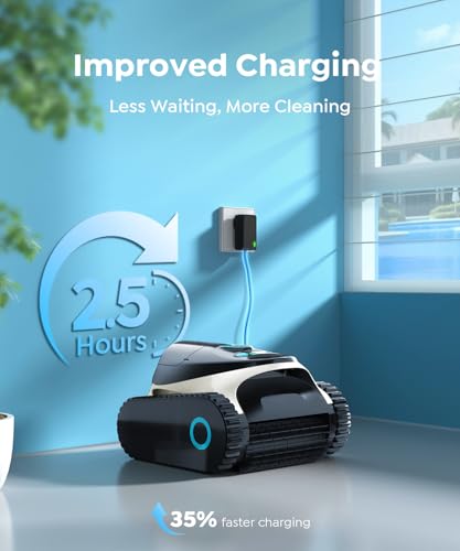 Cordless Pool Cleaner Robot with Wall Climbing, 2.5H Fast Charging, Tripe-Motor Strong Suction, C1 Pool Vacuum for Inground Pools up to 150㎡, Multi Cleaning Modes(Obsidian & Ivory)