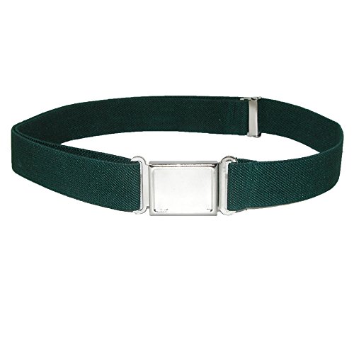 CTM Kids' Elastic 1 Inch Adjustable Belt with Magnetic Buckle, Hunter Green